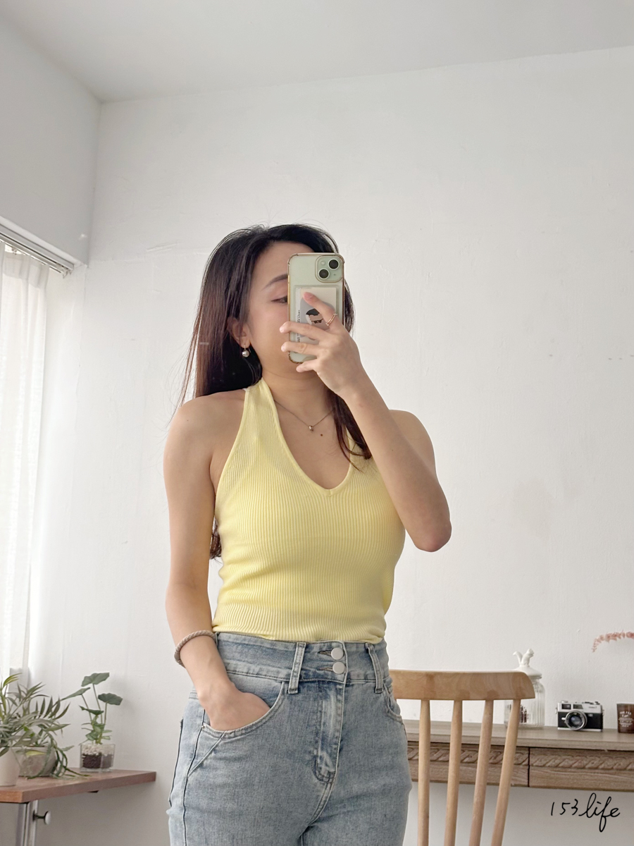 |微瑕疵-黃|港式辣妹復古風掛脖背心(3色)