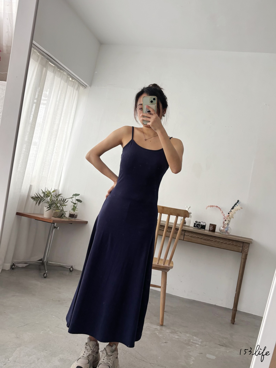 |現貨|法式收腰性感連身帶bra長洋裝(2色)