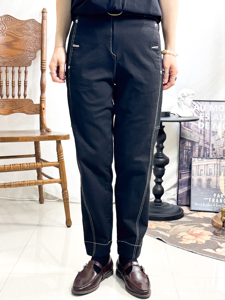 size S【5折起 Summer Sale】後腰橡根．扯布料直腳褲（9-8分）【不設退換】【因SUMMER SALE訂單較多，需要7-10個工作天才安排出貨】