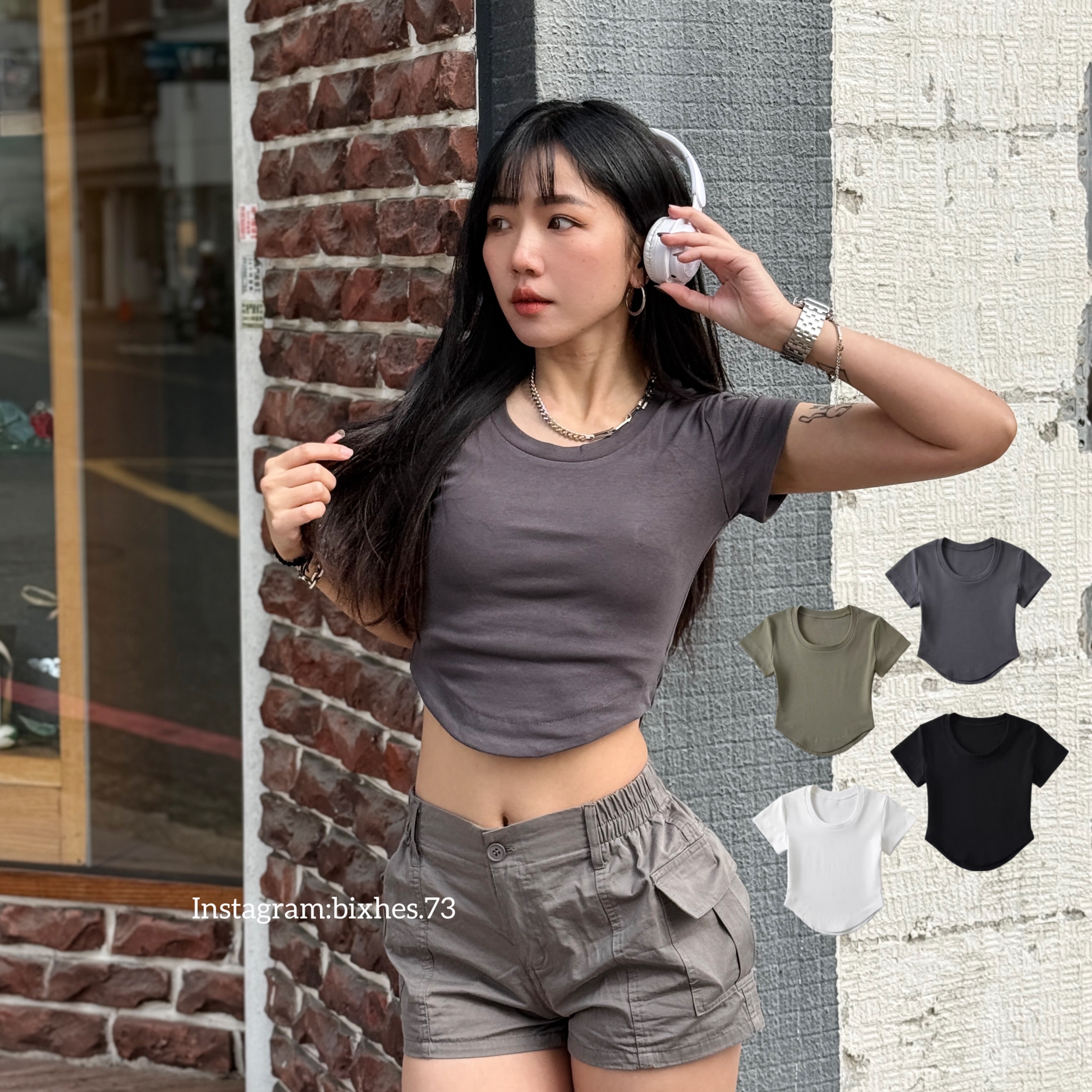 U領下圓弧短版短T(A00098)