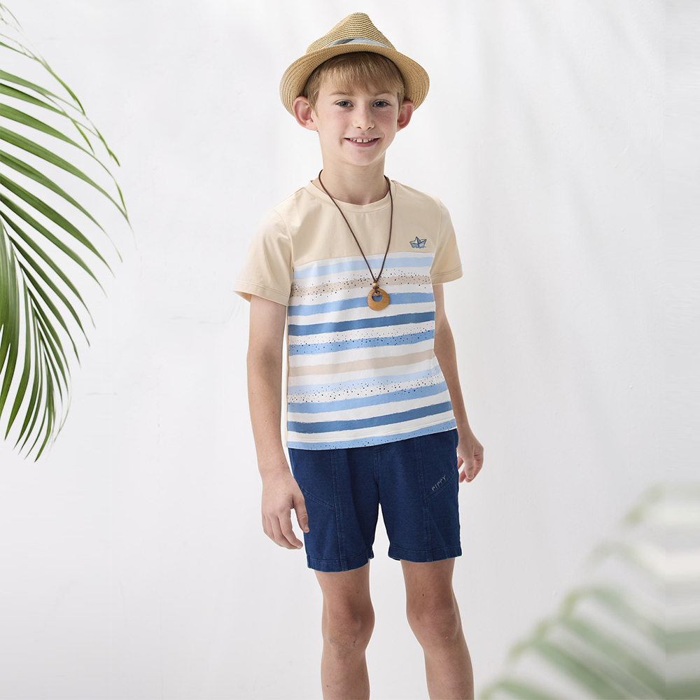 PIPPY 帥氣仿牛仔舒適天絲棉短褲 藍