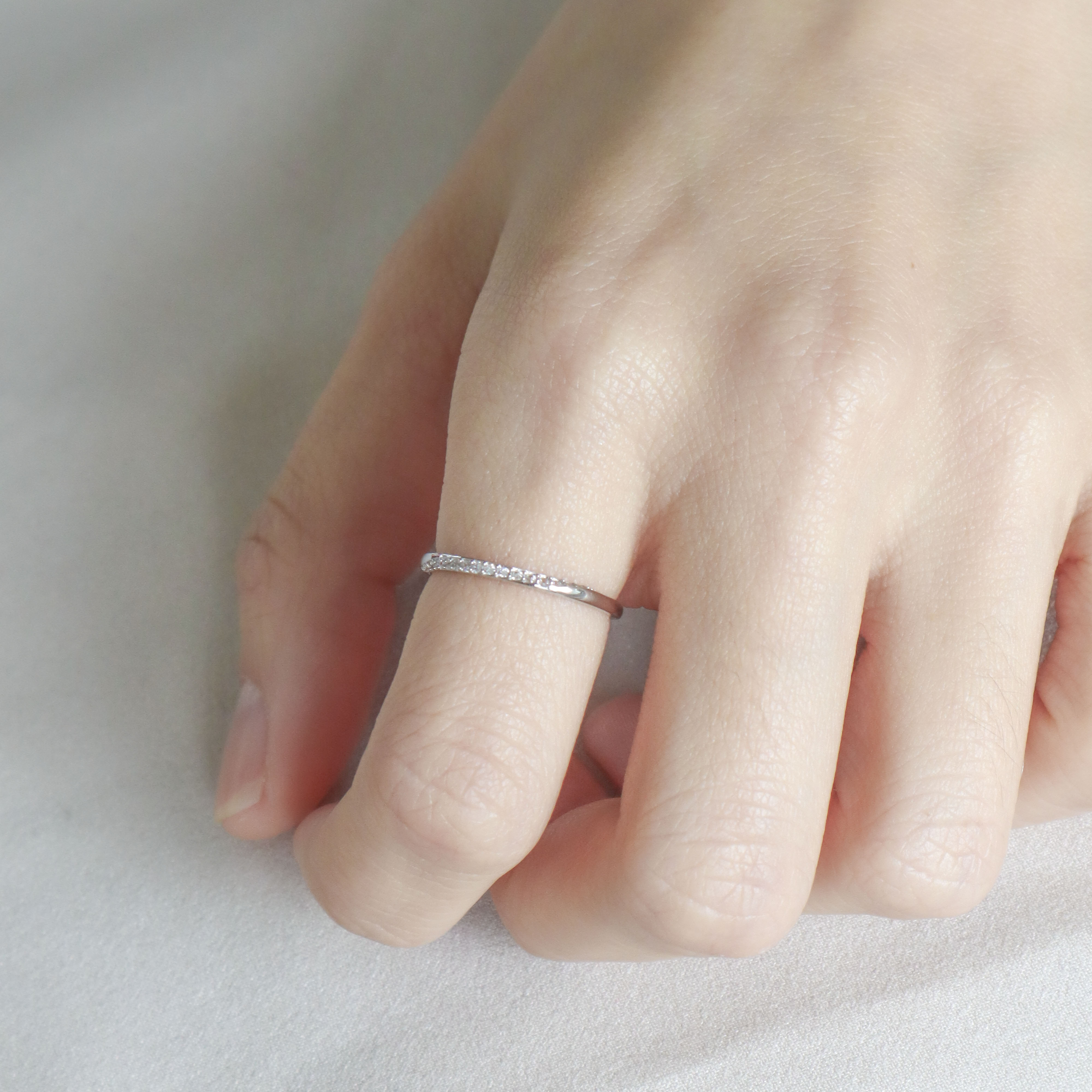 Silver/經典扭轉排鑽戒指