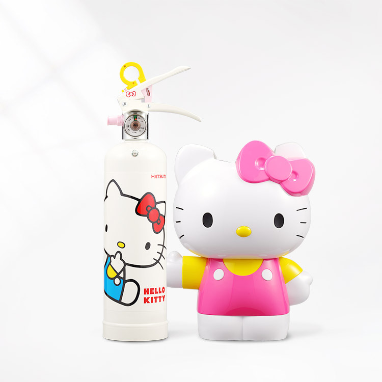 Hello Kitty家用強化液滅火器(經典白)+造型台座|正德防火