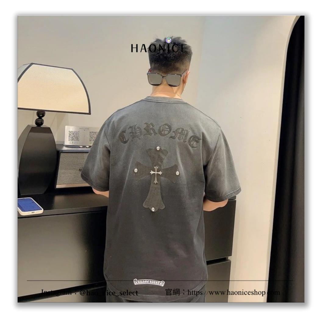 【HAO NICE】美式精品🇺🇸Chrome Hearts 經典浮雕圖騰 立體金屬十字架短袖 短T