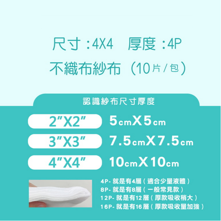 【勤達】滅菌4X4吋(4p)不織布墊 -10片/包
