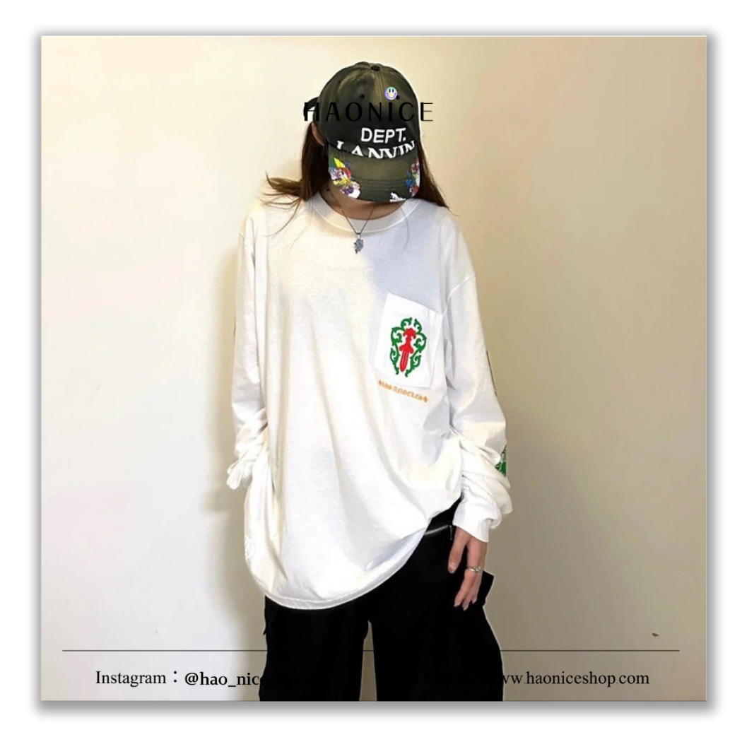 【HAO NICE】美式精品🇺🇸Chrome Hearts 經典撞色十字架圖樣 長袖 大學T 紅配綠