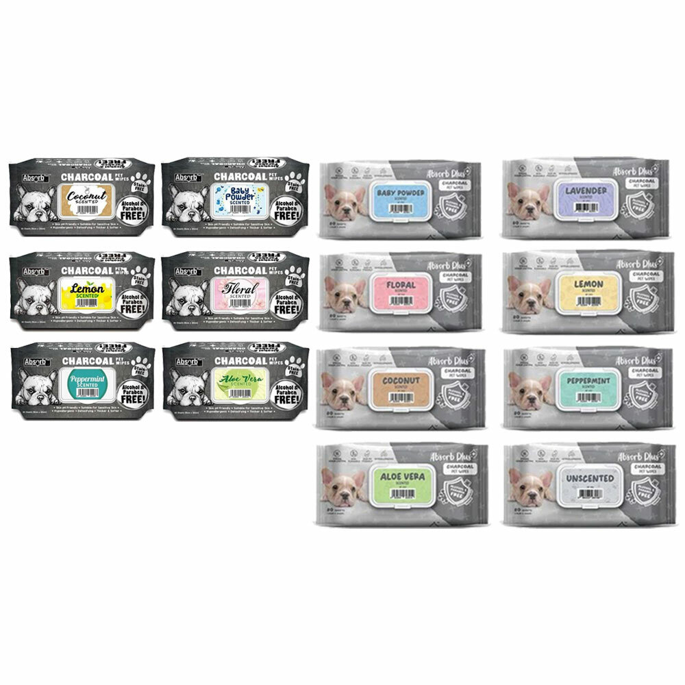 Absorb Plus 寵物活性碳濕紙巾 (80入)6種香味