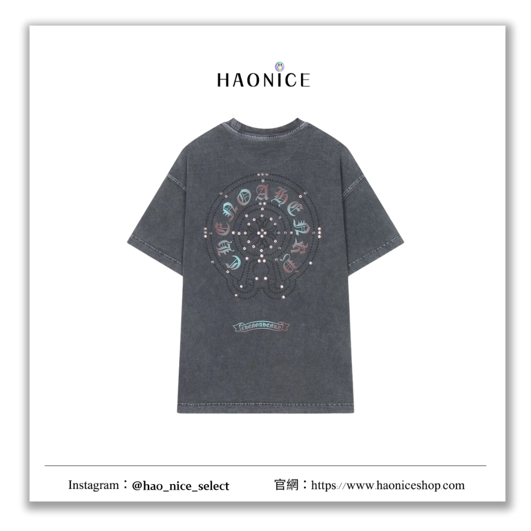【HAO NICE】細節滿滿✨美式精品🇺🇸Chrome Hearts 經典圖騰logo雷射鉚釘 水洗做舊短袖 短T