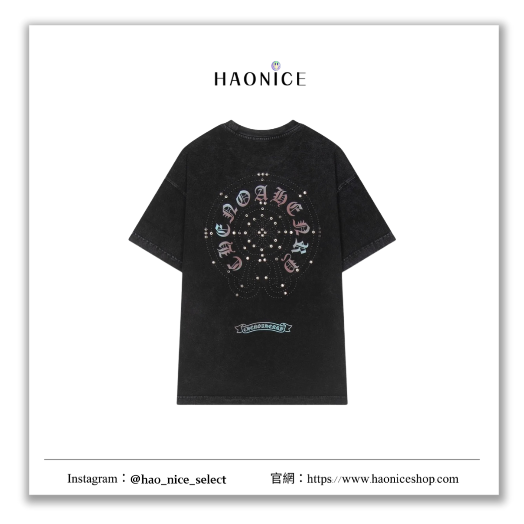 【HAO NICE】細節滿滿✨美式精品🇺🇸Chrome Hearts 經典圖騰logo雷射鉚釘 水洗做舊短袖 短T