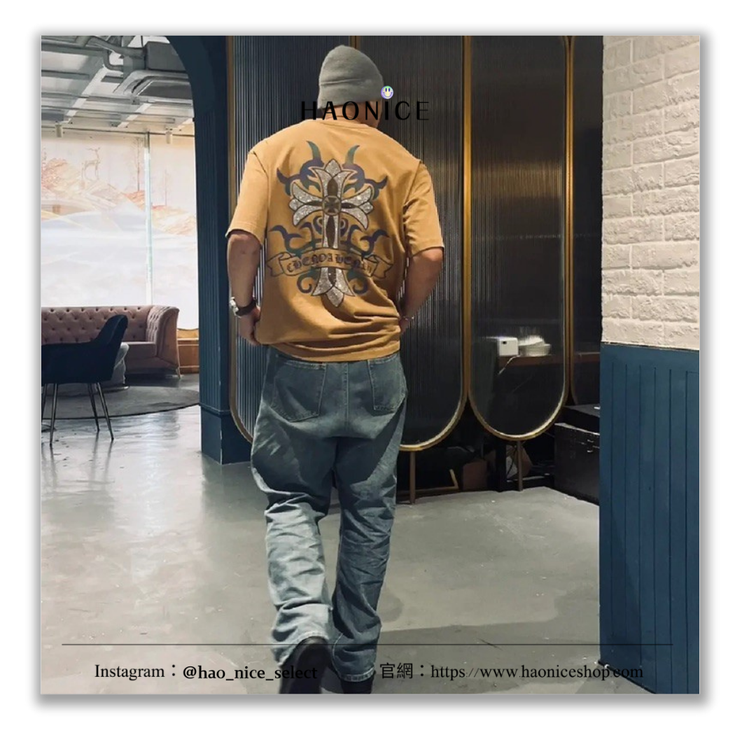 【HAO NICE】超博眼球✨美式精品🇺🇸Chrome Hearts 七彩反光 滿版燙鑽十字架logo水洗色短袖 短T