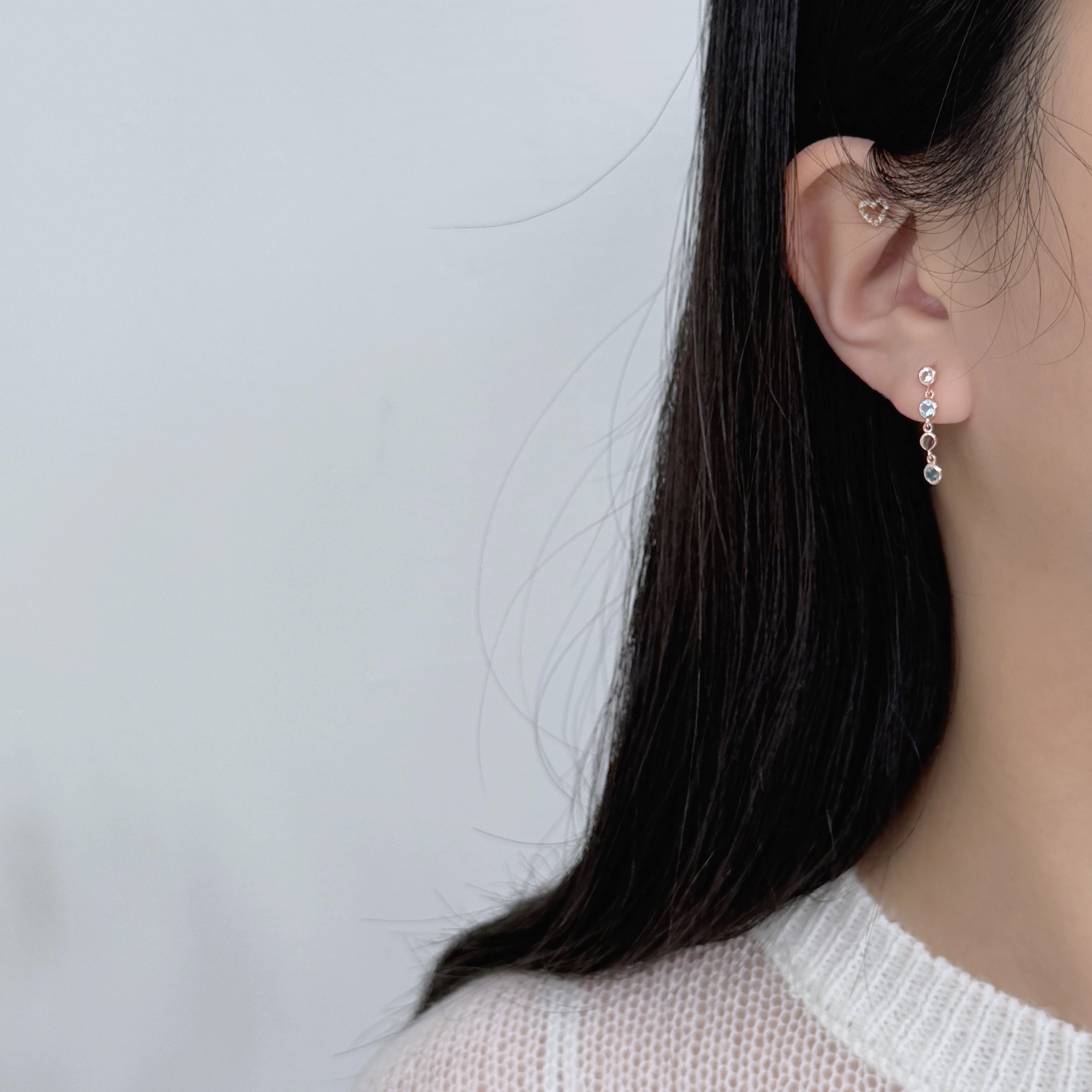 HaloFlow藍色系寶石耳環