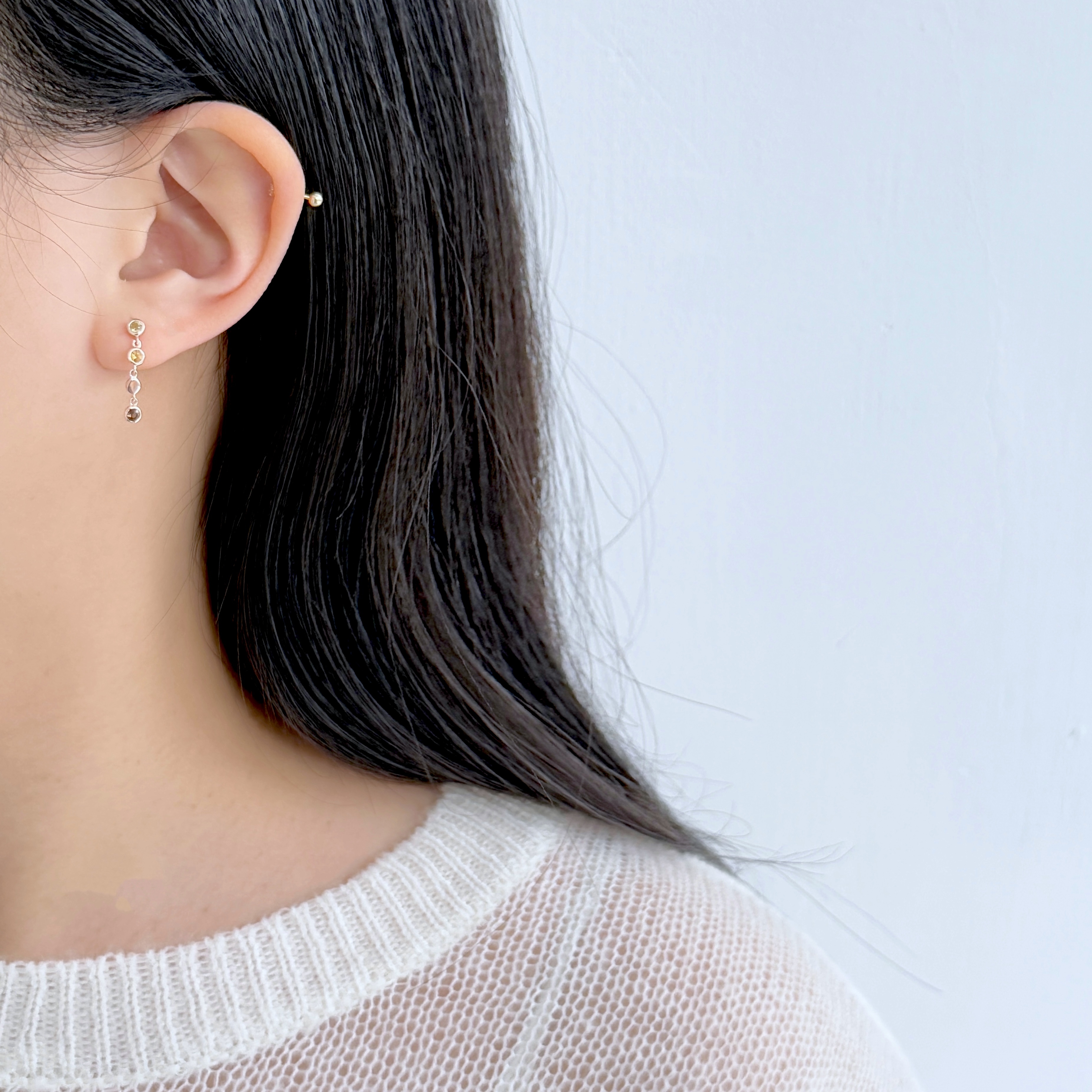 HaloFlow黃茶水晶耳環