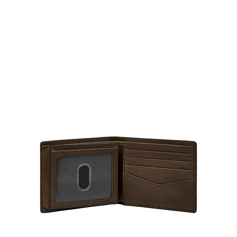 Derrick 真皮帶翻轉證件格RFID防盜皮夾 (兩色可選)