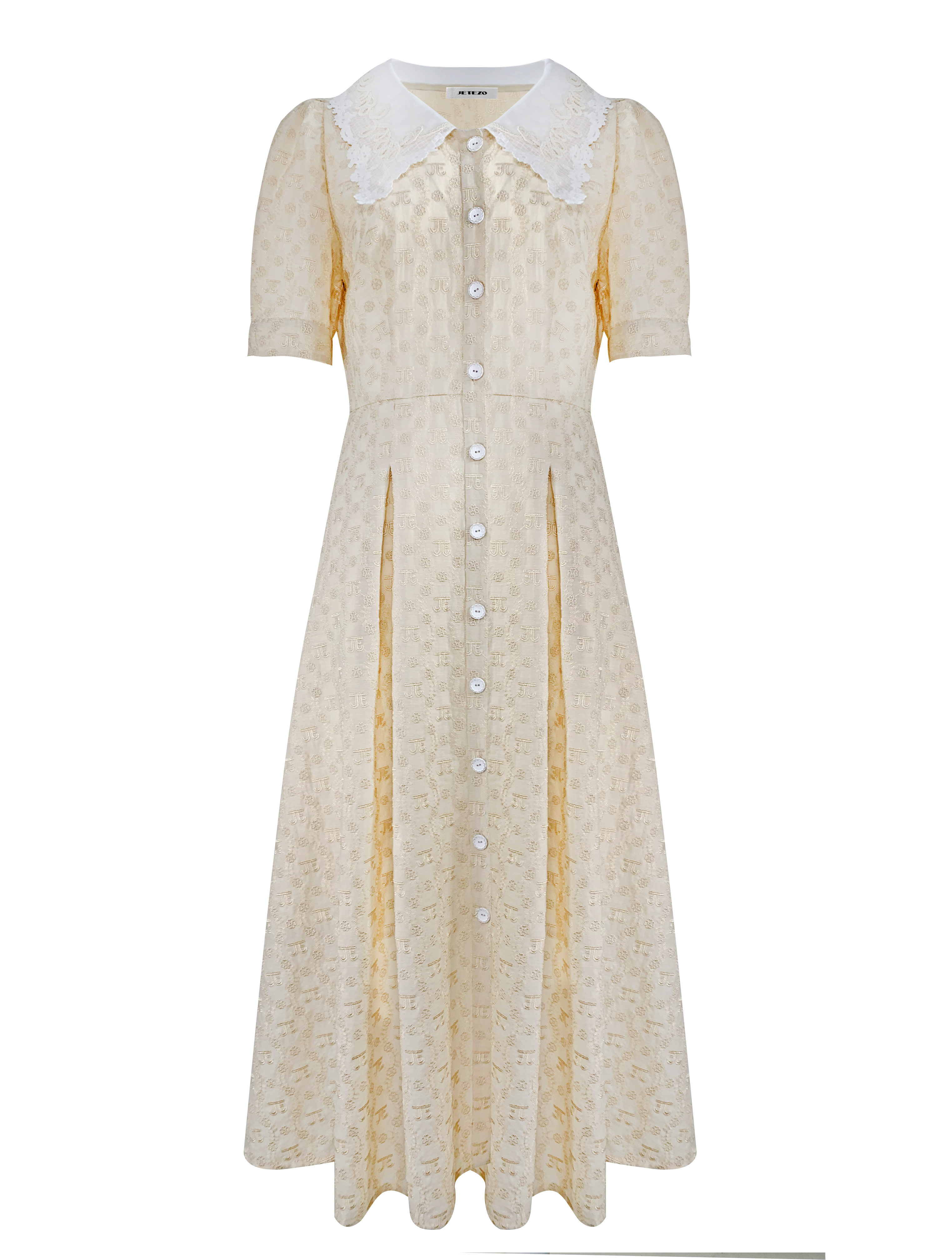 BB1EB012E1 沙丘驛站logo老花滿版刺繡花復古翻領洋裝 (附布腰帶 / 官網限定)