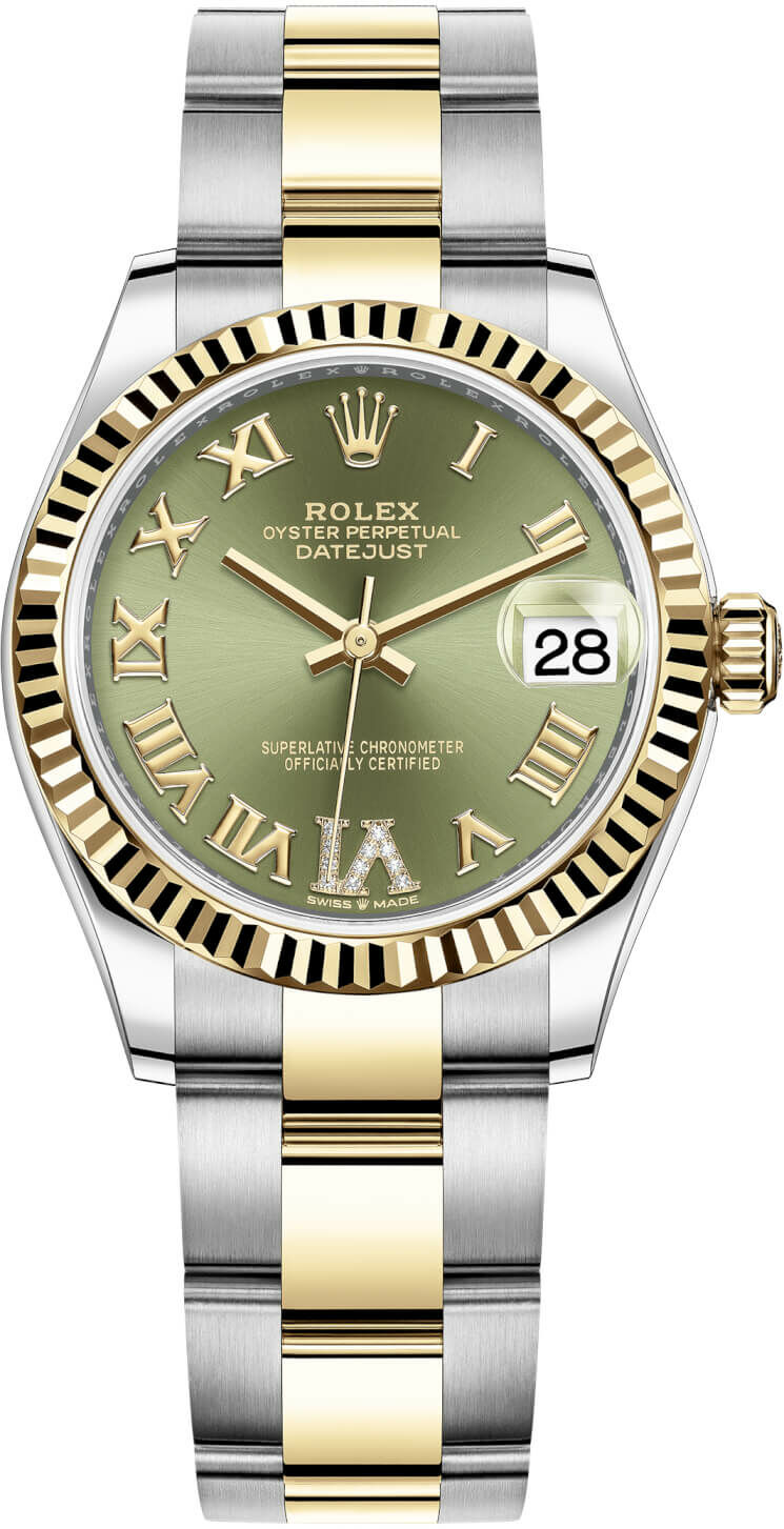 BRAND NEW ROLEX 278243 OLIVE GREEN DIAL ROMAN NUMBERALS
