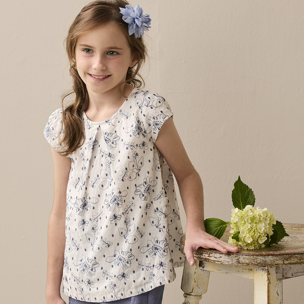 PIPPY 精緻優雅繡花園領上衣 白