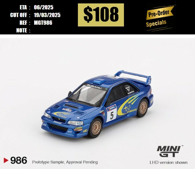 PO-$108 * MINI GT * 1:64 #986 Subaru Impreza WRC99 1999 Rally Australia Winner #5  Australia Exclusive LHD [OD12/03]