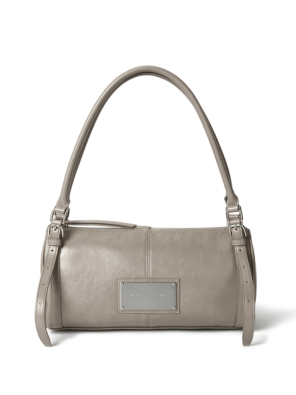 帶扣皮革肩背包 米色