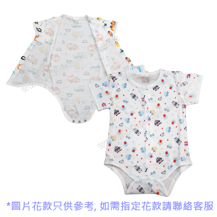 Koma Land: 嬰兒平紋開鈕短袖蛤衣 BE4008 (1-3碼)