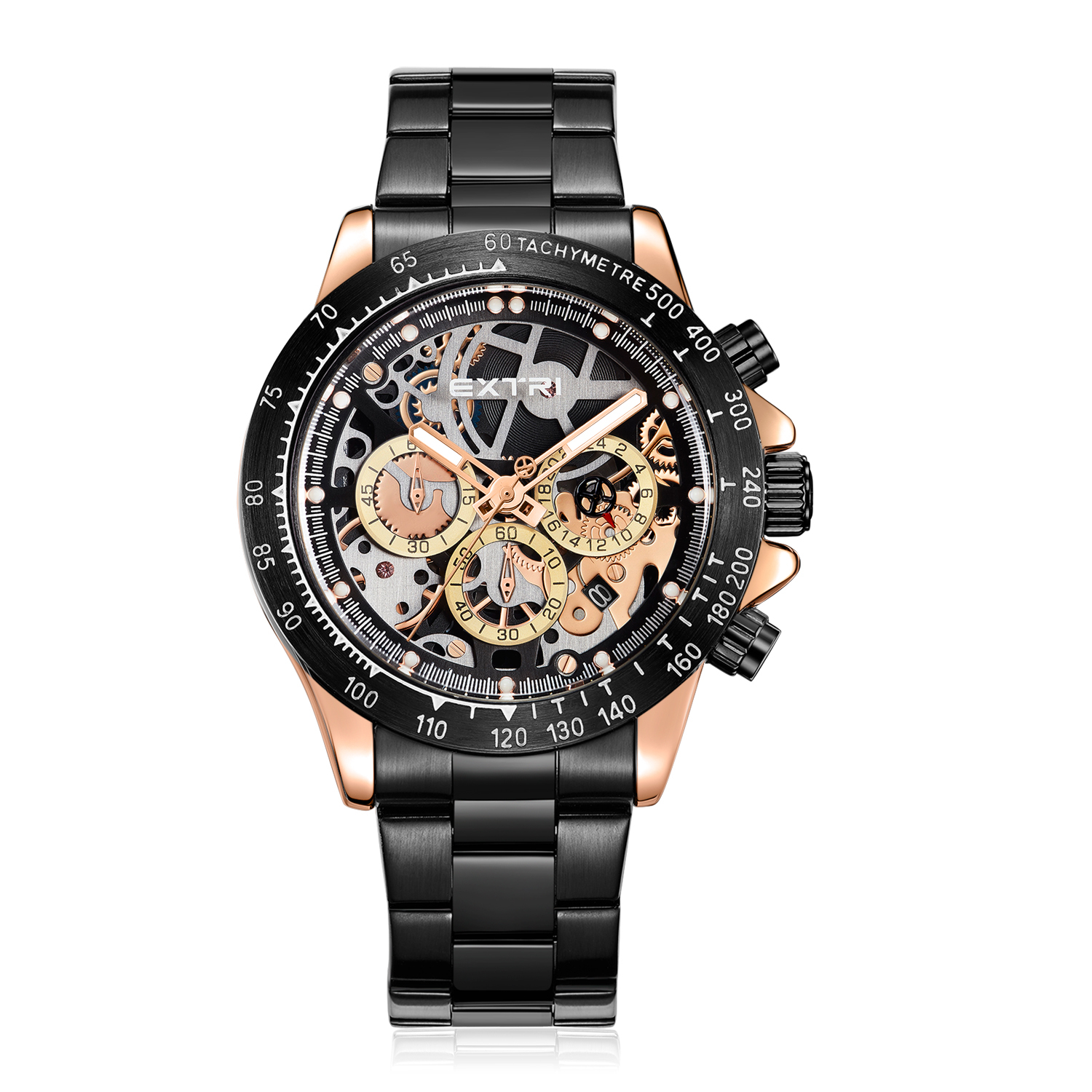 【EXTRI】X7001 潮流 三眼 計時 日期顯示 夜光指針刻度 不鏽鋼 男款 手錶