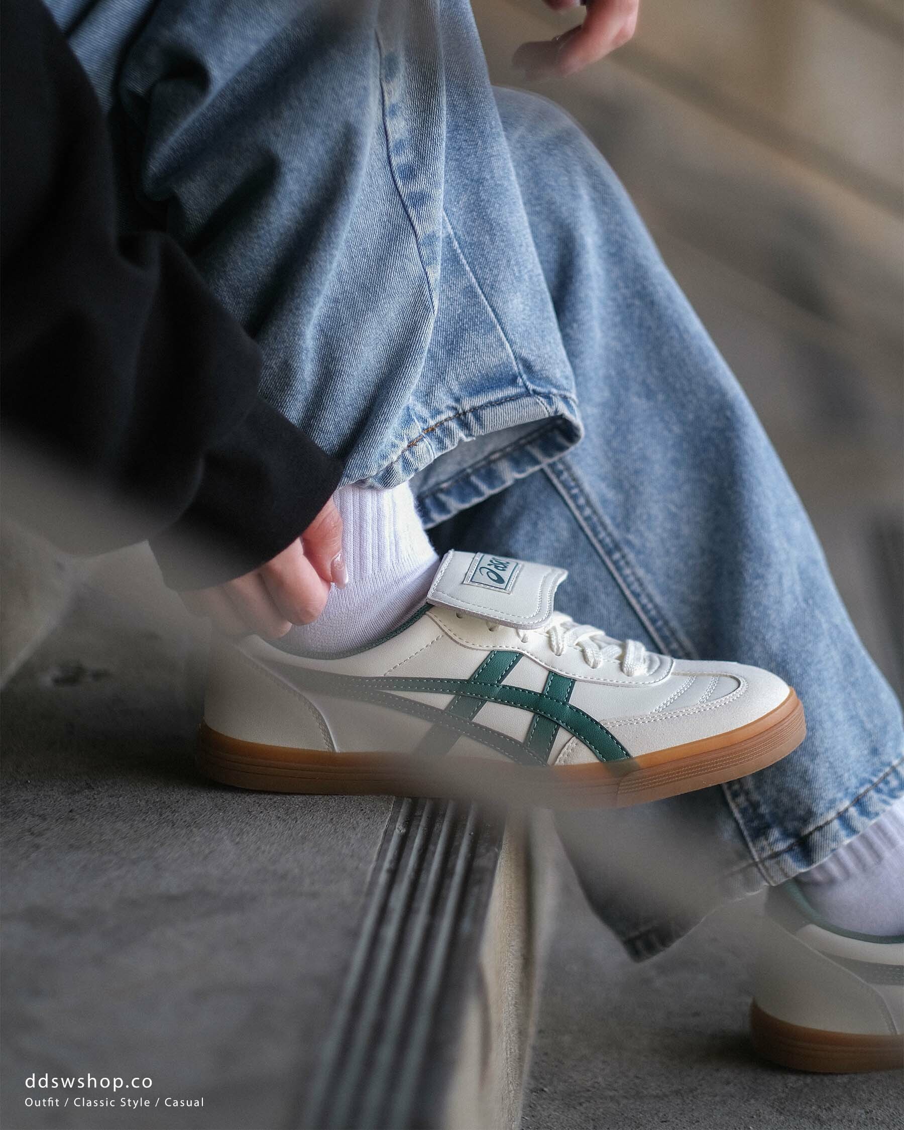 "代購" ASICS AARON 2.0 翻蓋鞋舌 男女鞋 復古綠 1203A720-750