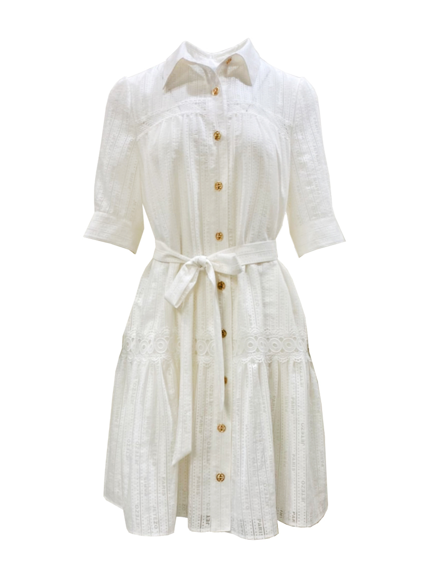 BB1EA055E1 航海日記獨家logo燒花洋裝 (附本布腰帶 / 官網限定)