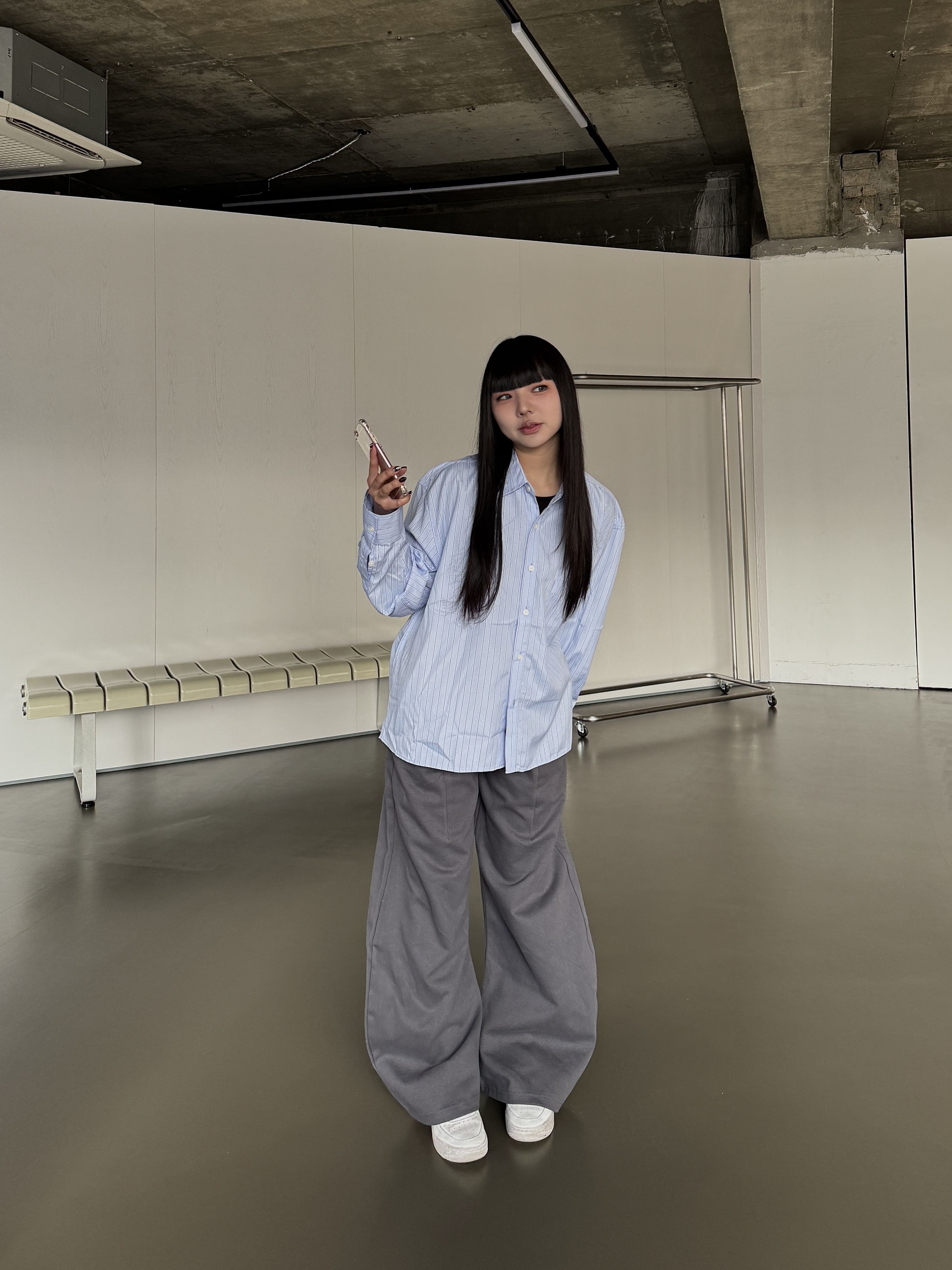 BOXY寬短 口袋 細條紋 長袖 襯衫（部分現貨）