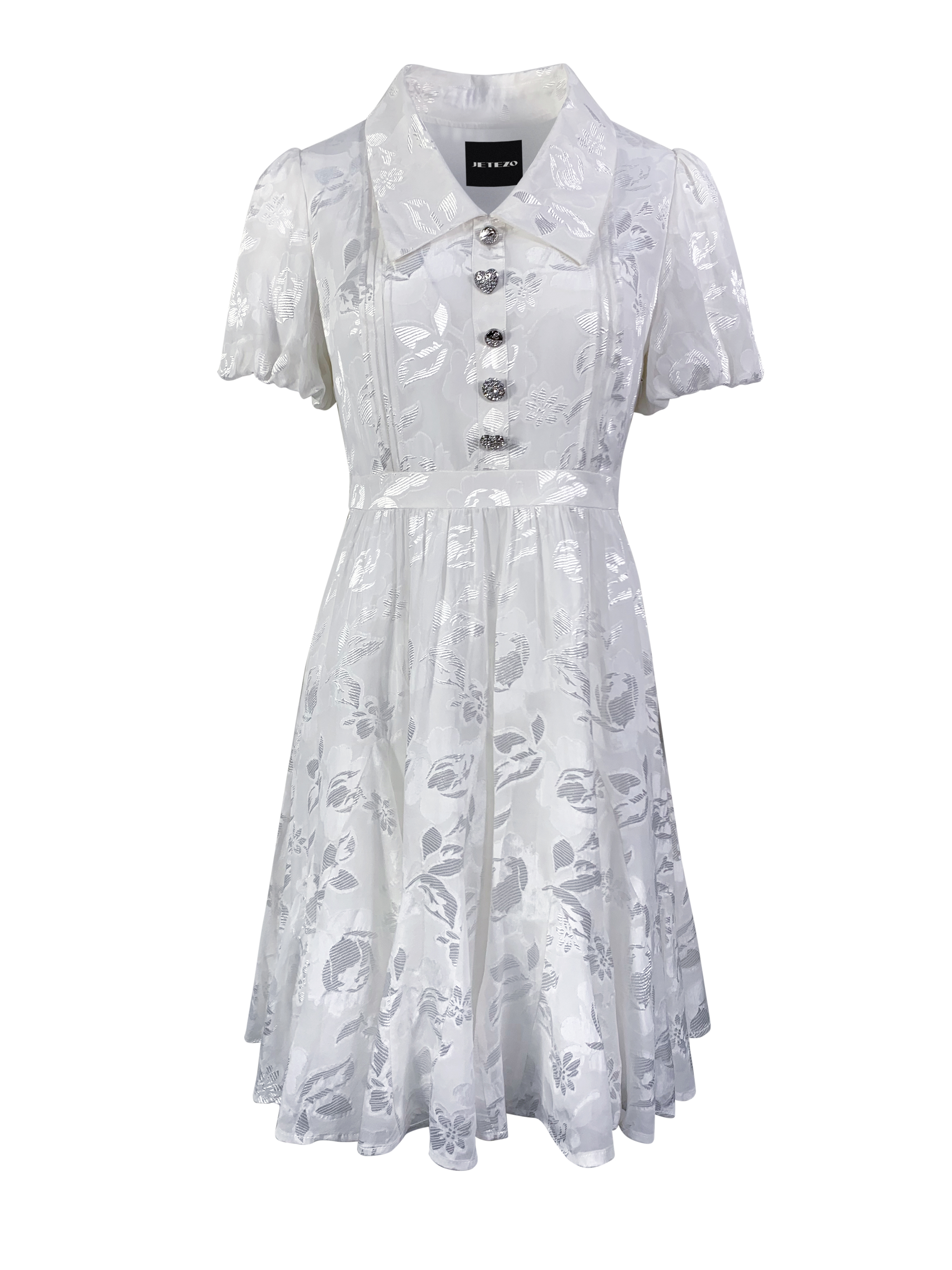 BB1EE109E1 柔花輕光復古提花短袖洋裝