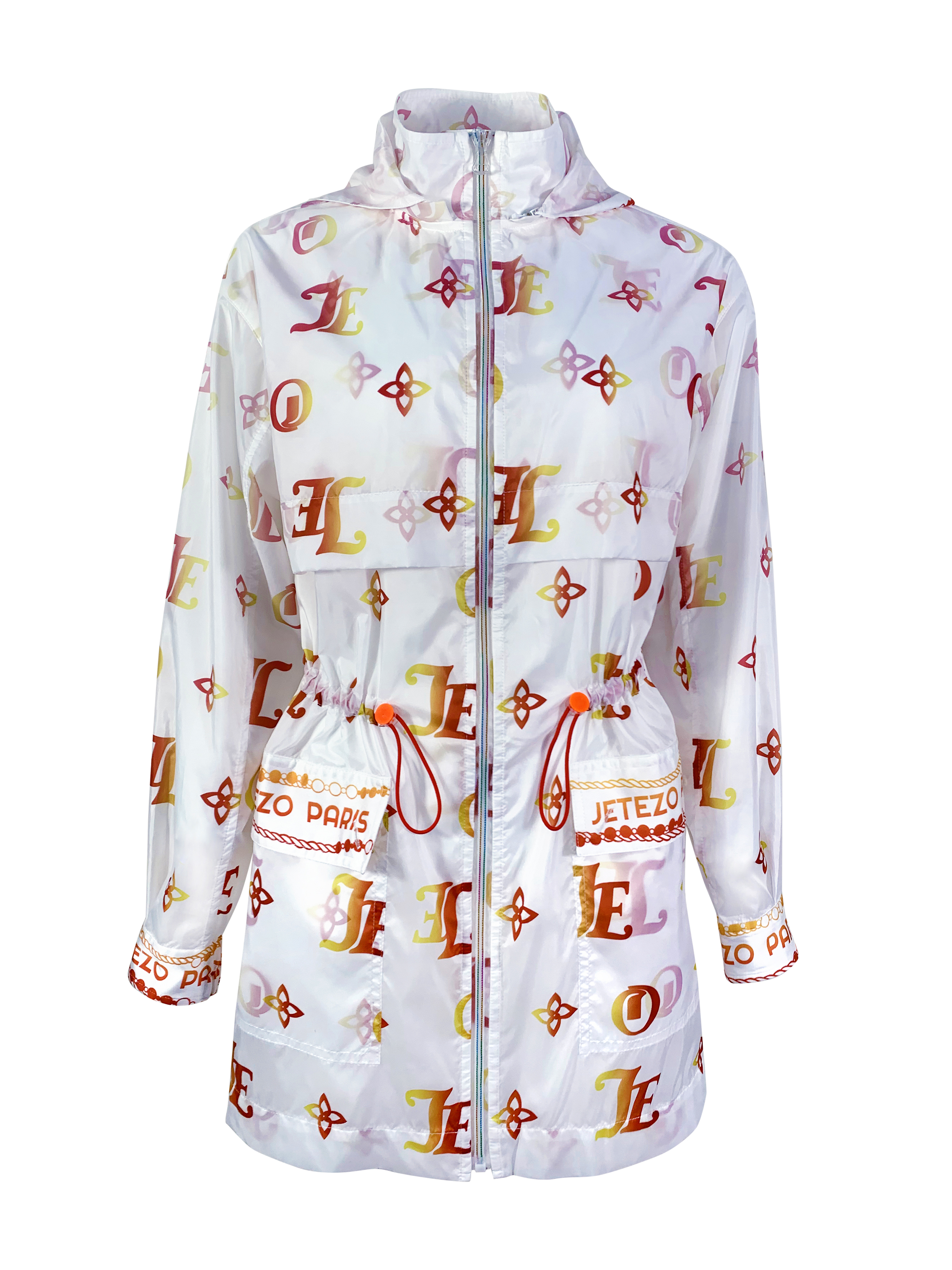 BB1EB035D1 熱帶風情畫橘金大字母抽繩機能性風衣 (官網限定)