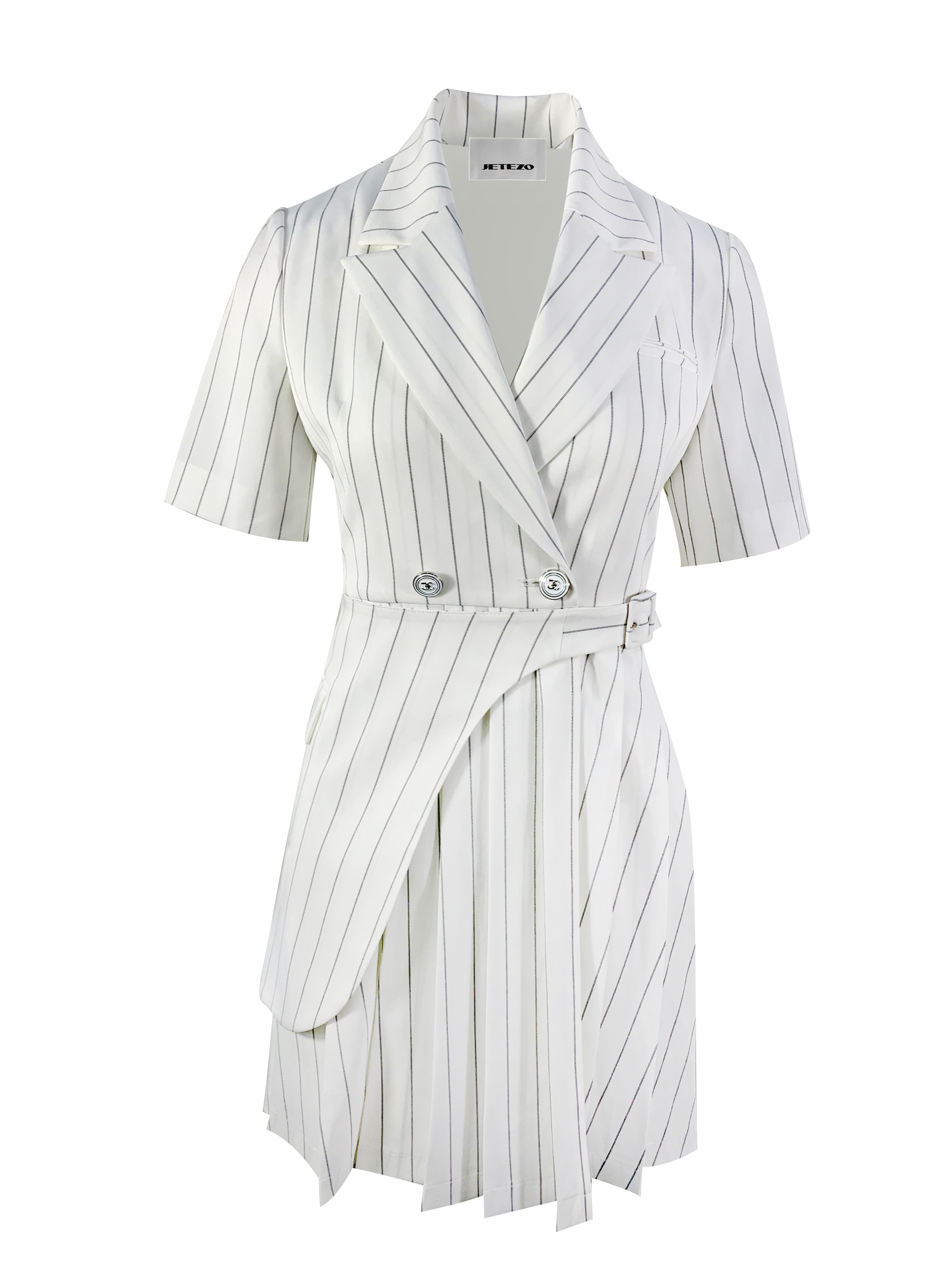 BB1EB009E1 玫瑰莊園白色優雅細線條紋洋裝 (官網限定)