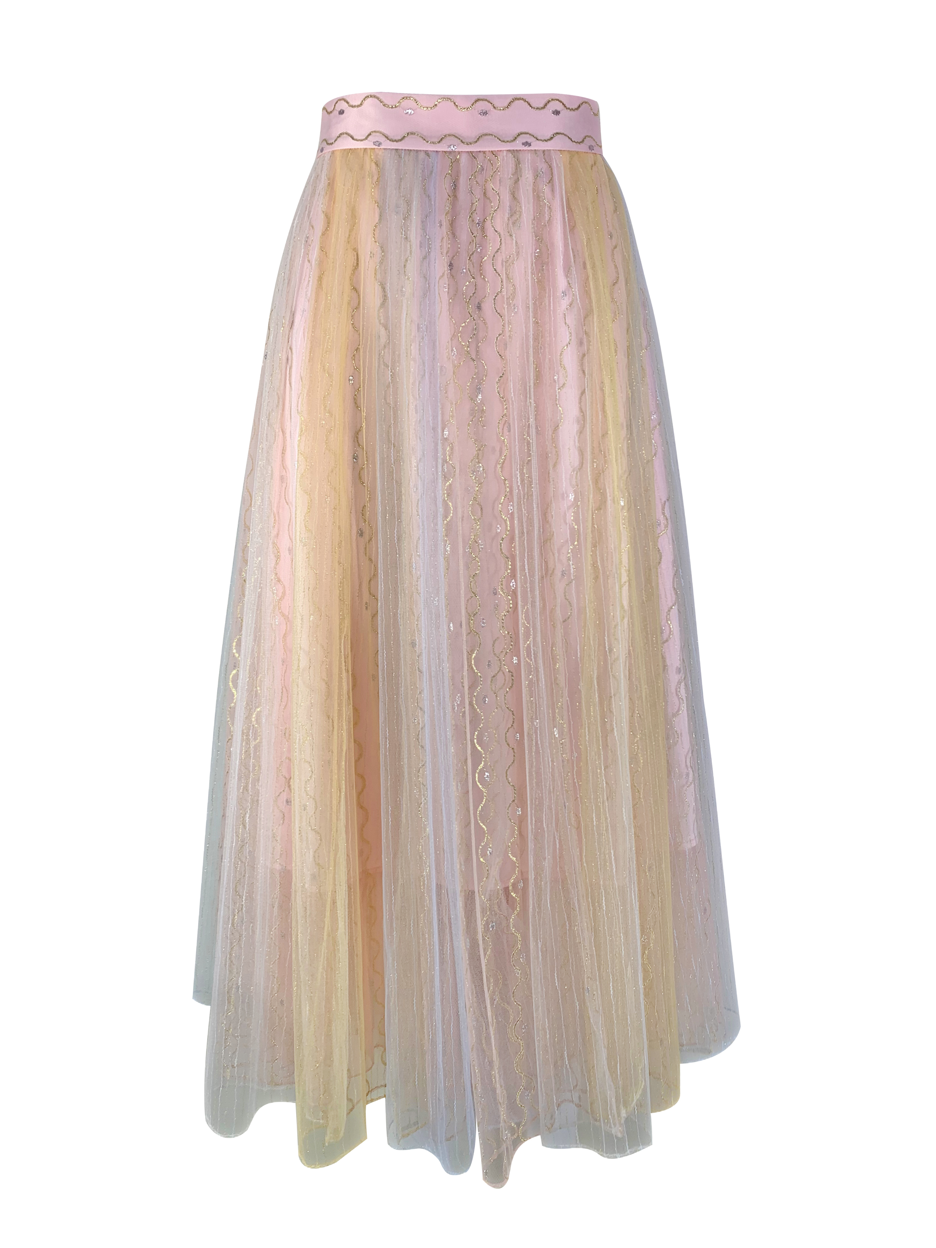 BB1EA107C1 夢幻島嶼波浪形金蔥刺繡細褶雪沙 (官網限定)