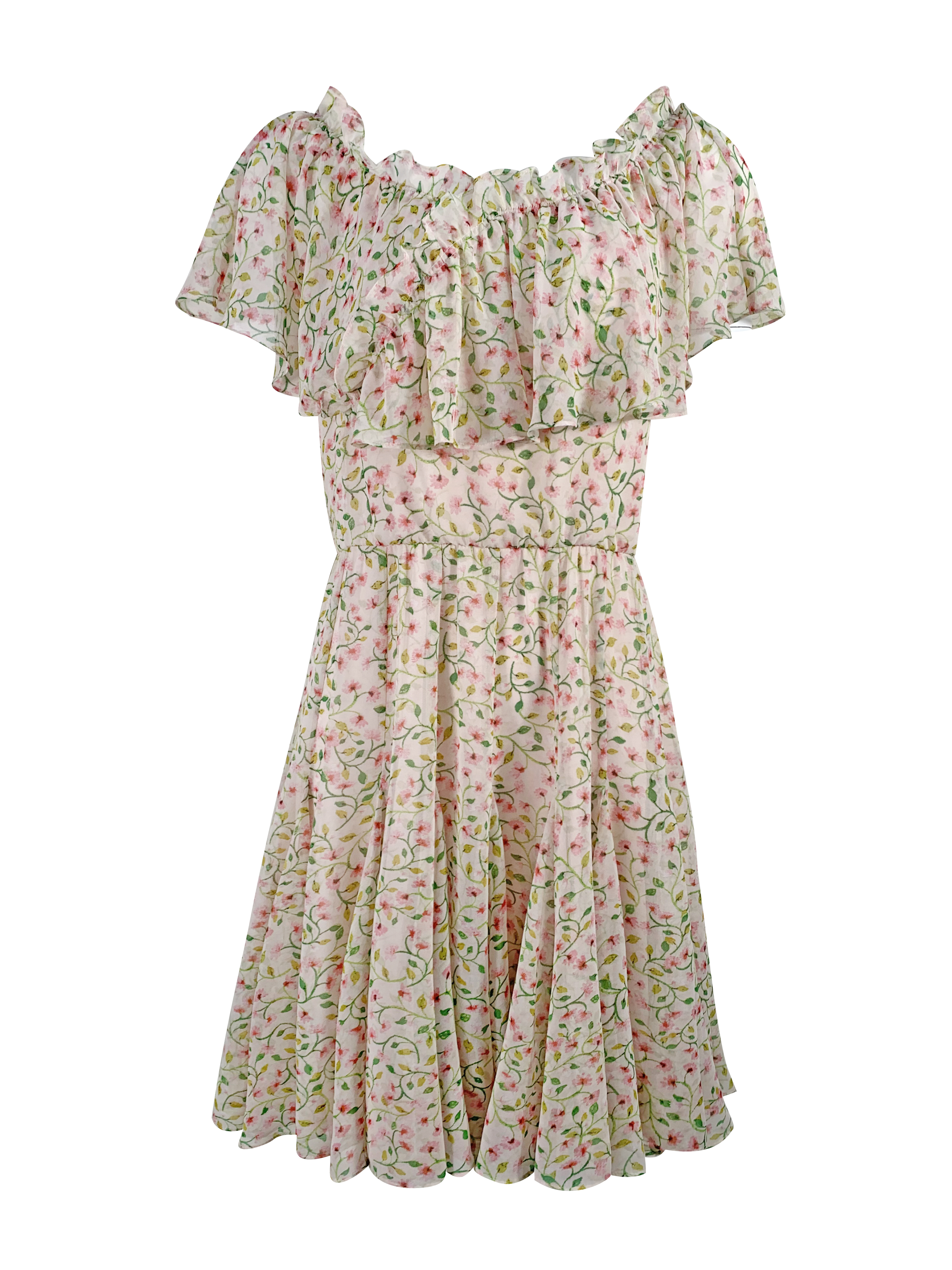 BB1EA126E1 夢幻島嶼不規則荷葉圍裹碎花浪漫短洋 (官網限定)