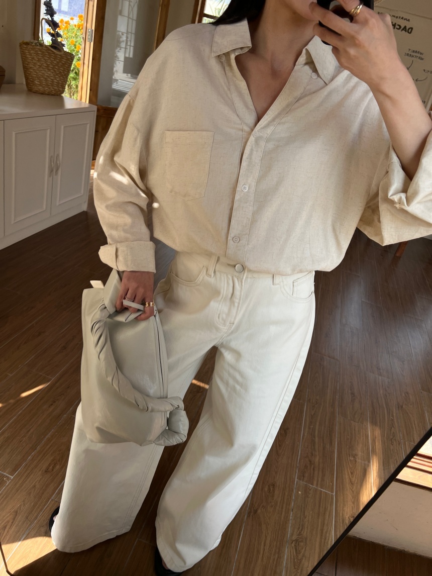 渡假V領開襟棉麻襯衫*3色