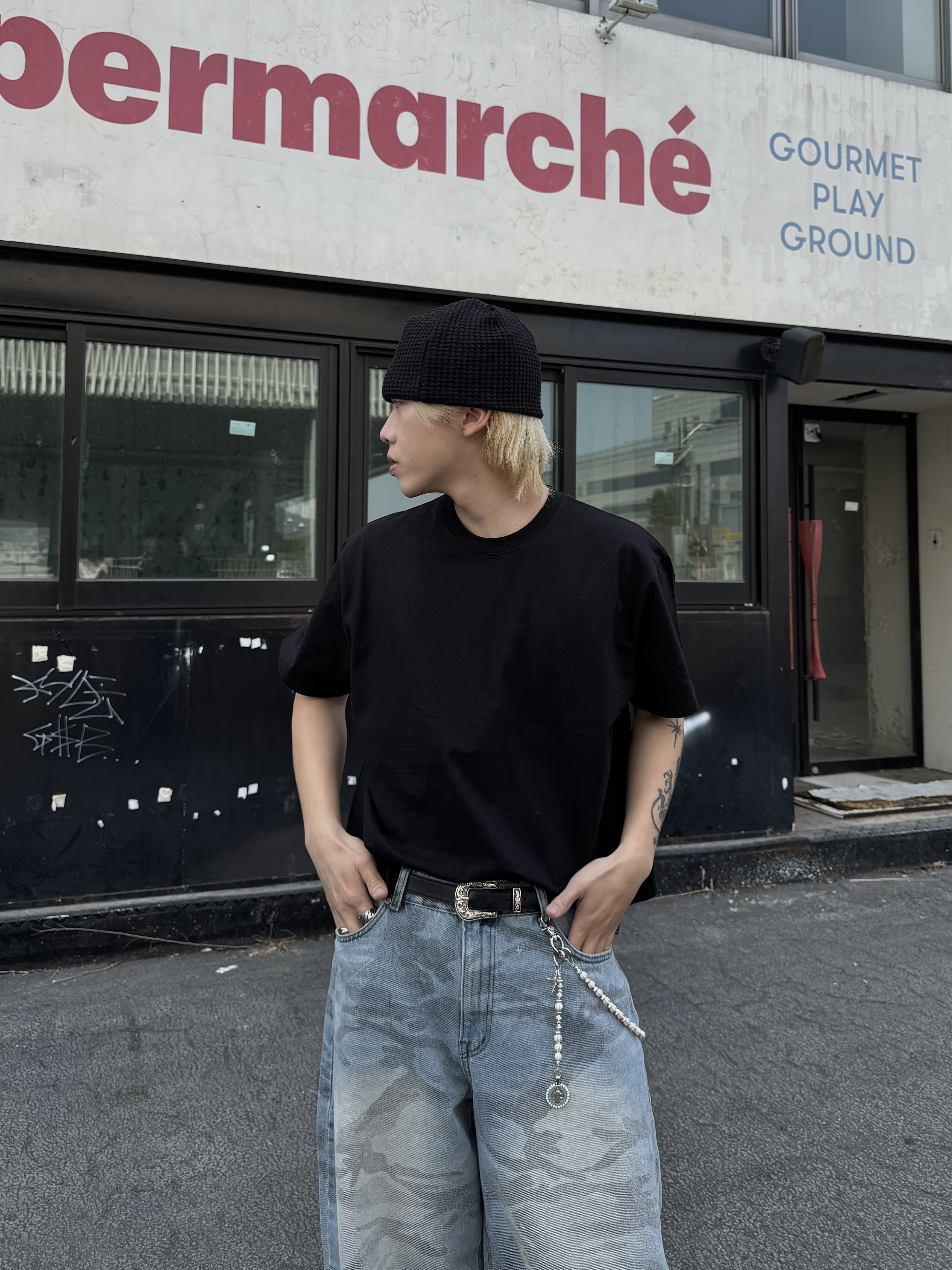 BOXY 寬短 素面 圓領 短袖 上衣