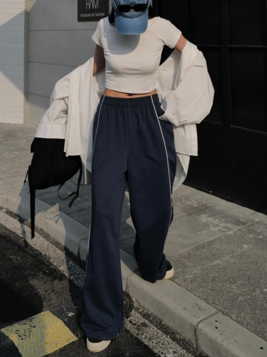 白線寬版休閒棉褲*3色