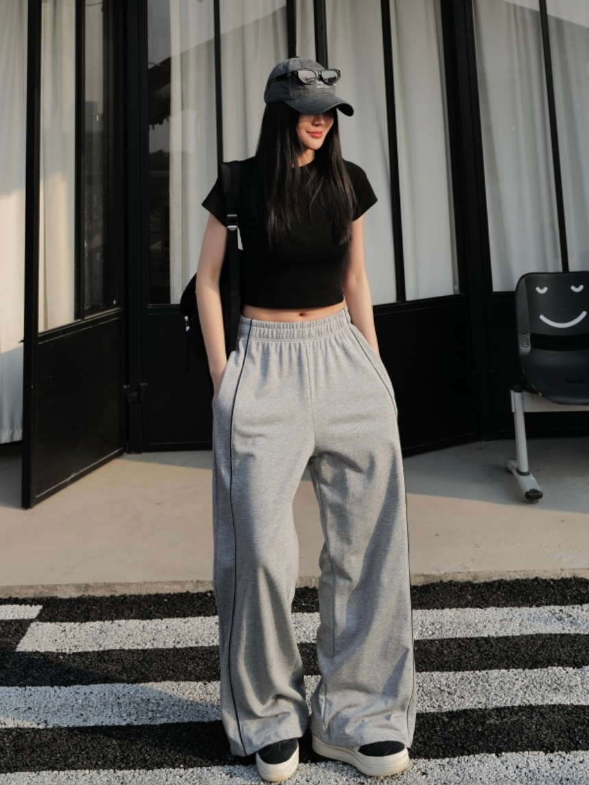 白線寬版休閒棉褲*3色