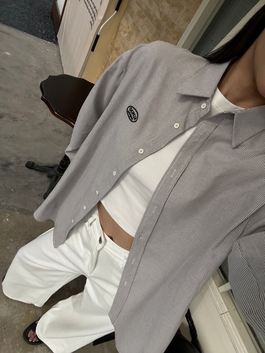 刺繡細條襯衫*3色