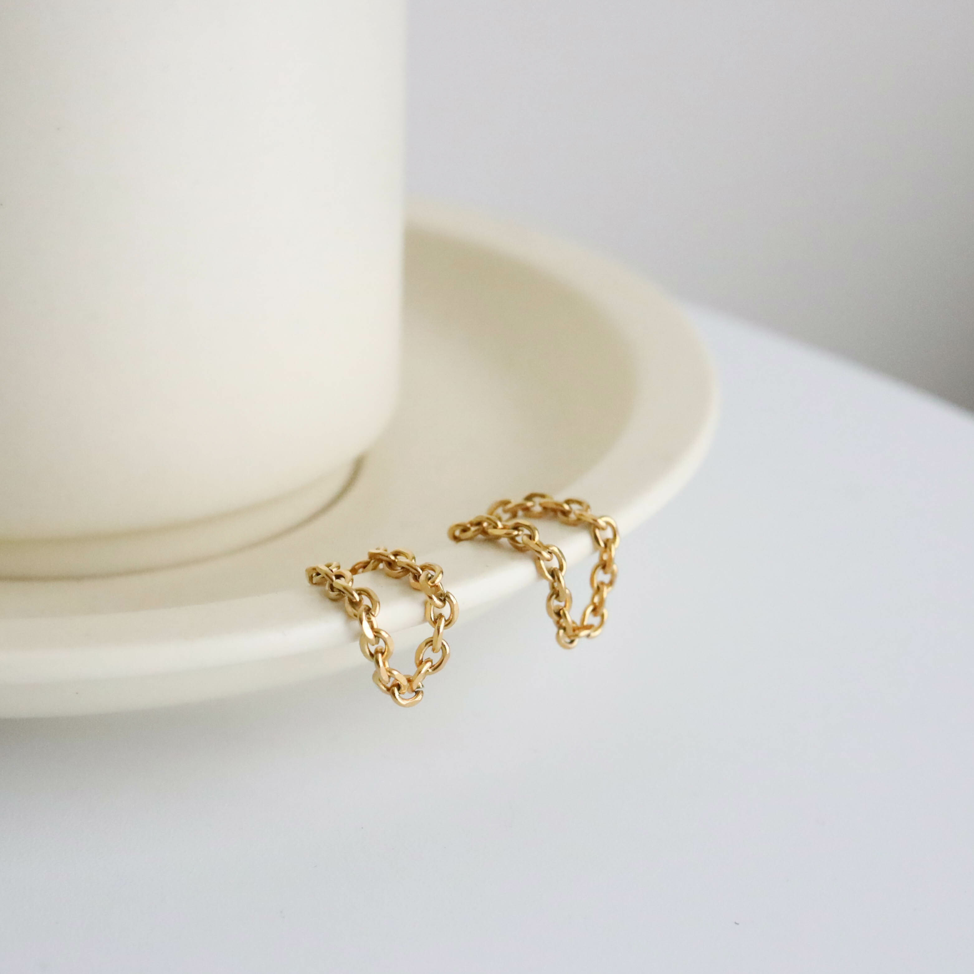 不怕水金色鎖鏈鏈戒鋼戒