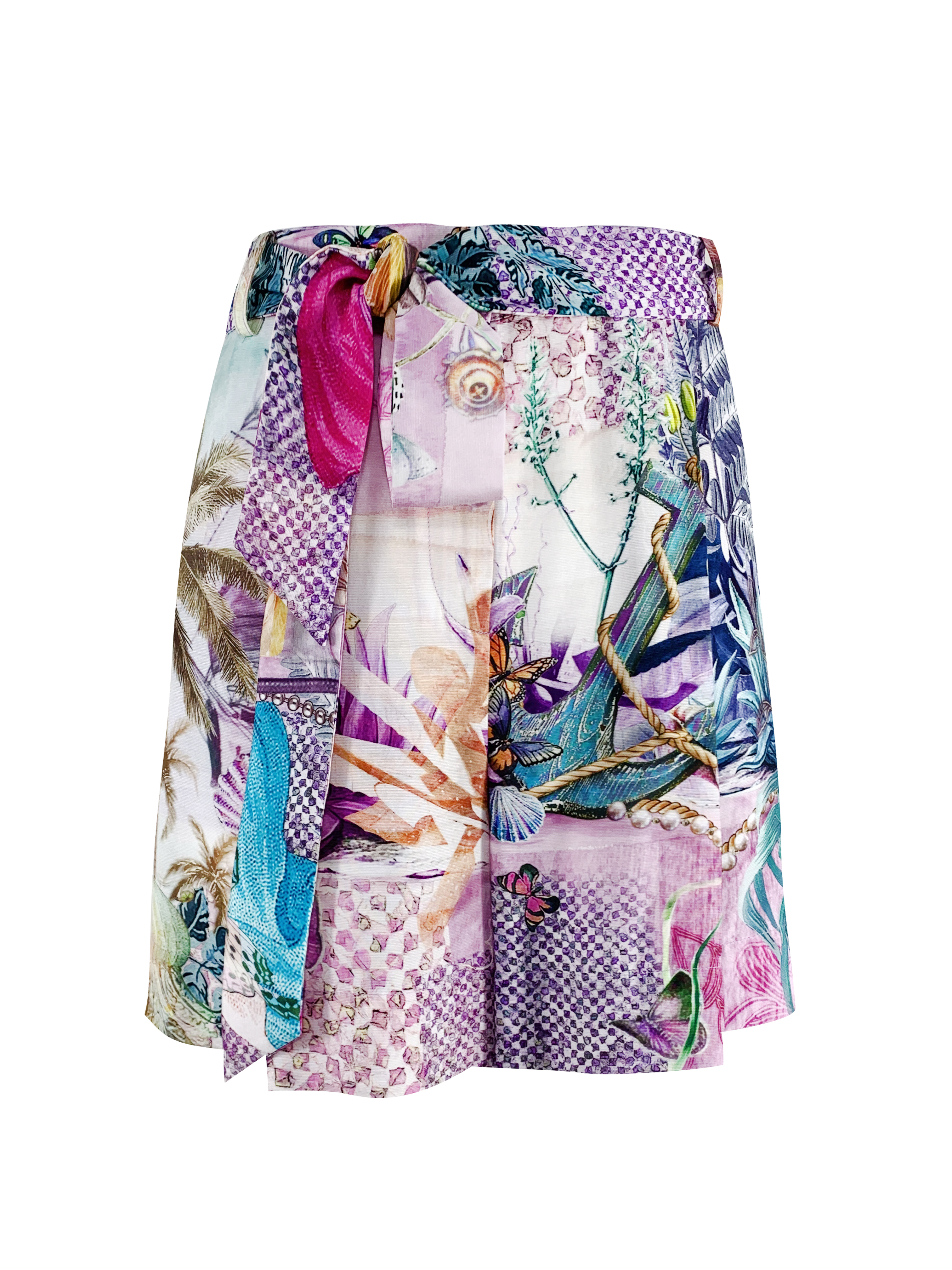 BB1EB109B1 熱帶風情數碼印花logo短褲 (附本布腰帶 / 管網限定)