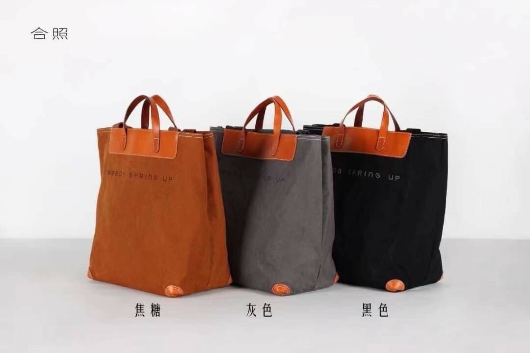 【8038日系文青風牛皮拼接帆布琴譜包】