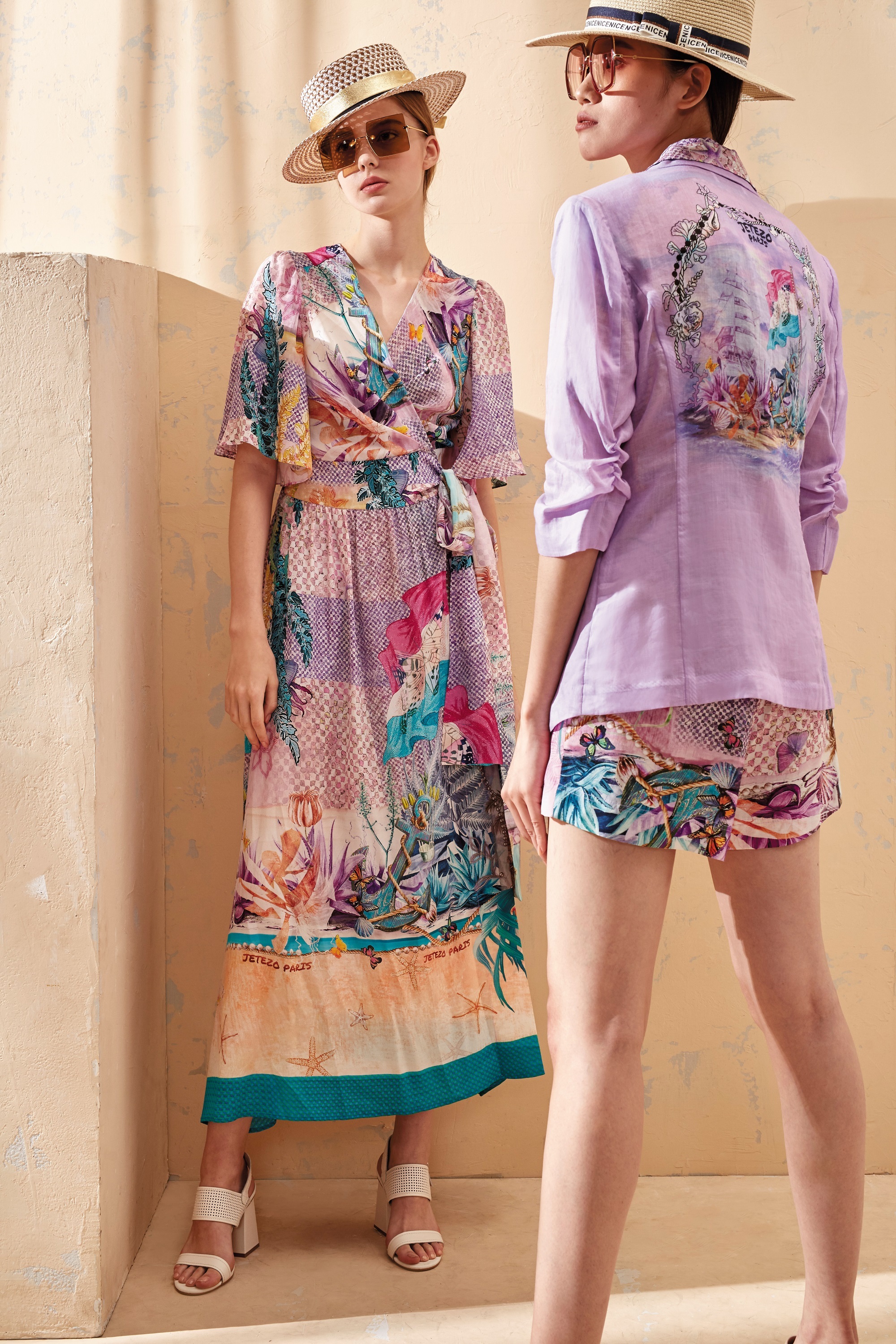 BB1EB109B1 熱帶風情數碼印花logo短褲 (附本布腰帶 / 管網限定)