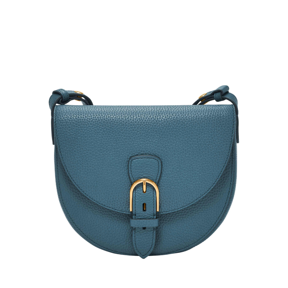 Everleigh 真皮斜背馬鞍包-藍色細雨 ZB11068106