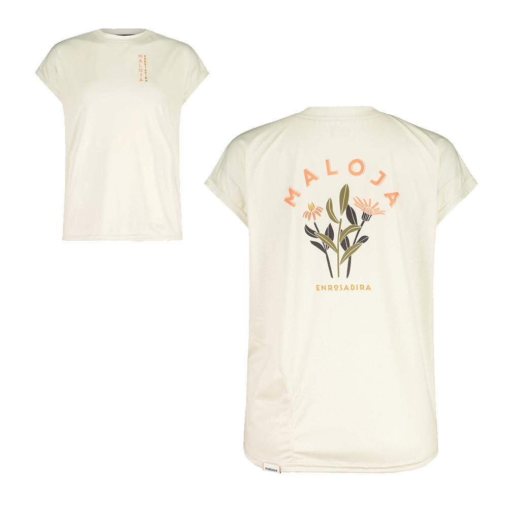 【MALOJA】女排汗透氣抗菌印花半袖圓領衫 / 22MA33158-[牛奶白、綠]