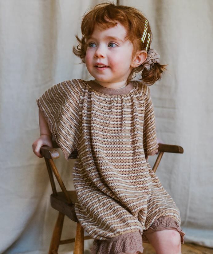 MABLI 蝴蝶袖針織包屁衣 Flutter Romper - Portobello