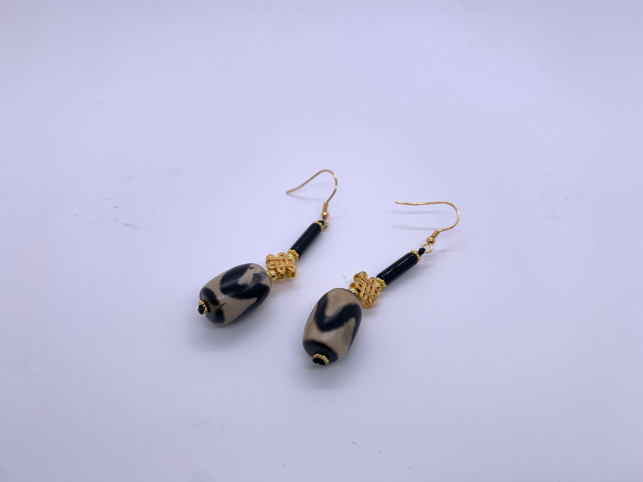 D13 - 龜背連身天珠耳環設計款