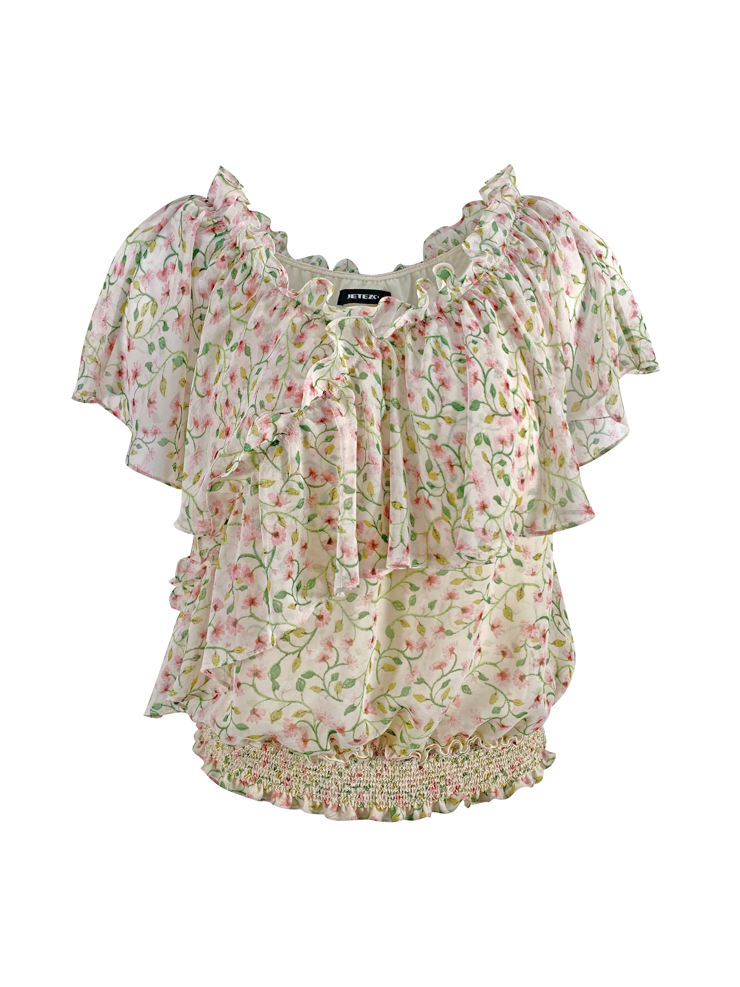 BB1EA119A1 夢幻島嶼不規則荷葉圍裹波浪袖上衣 (官網限定)