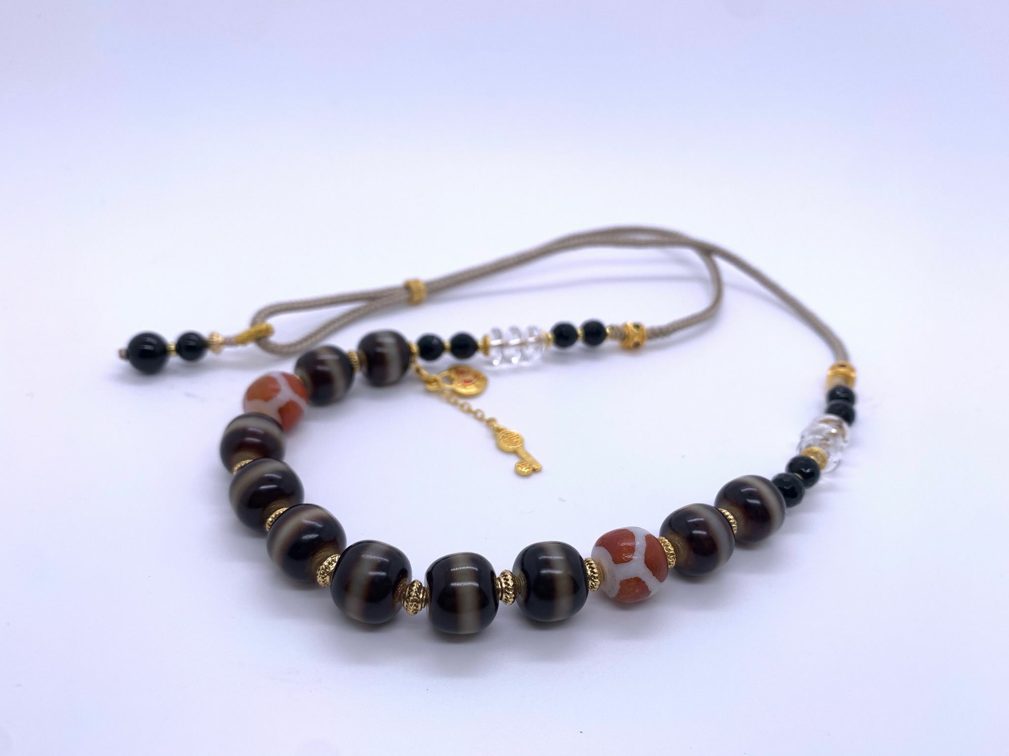 D14 - 黑金一善药師天珠頸鏈