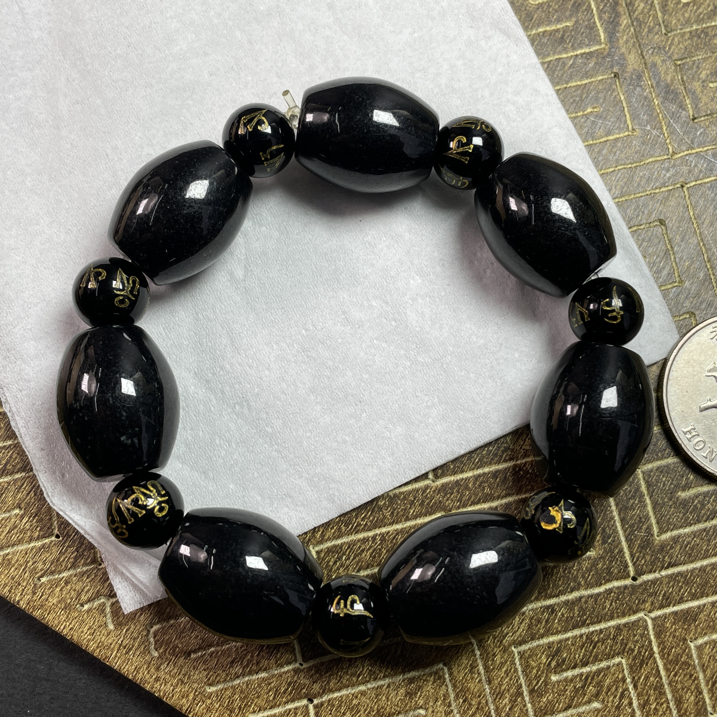 墨翠路路通手串,天然翡翠A玉, 緬甸玉, Jade, Jadeite