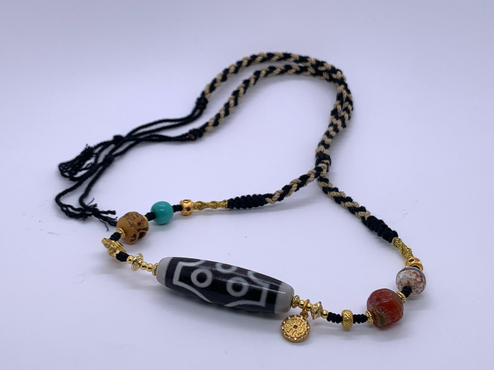 D16 - 黑白七眼天珠頸鏈 設計款