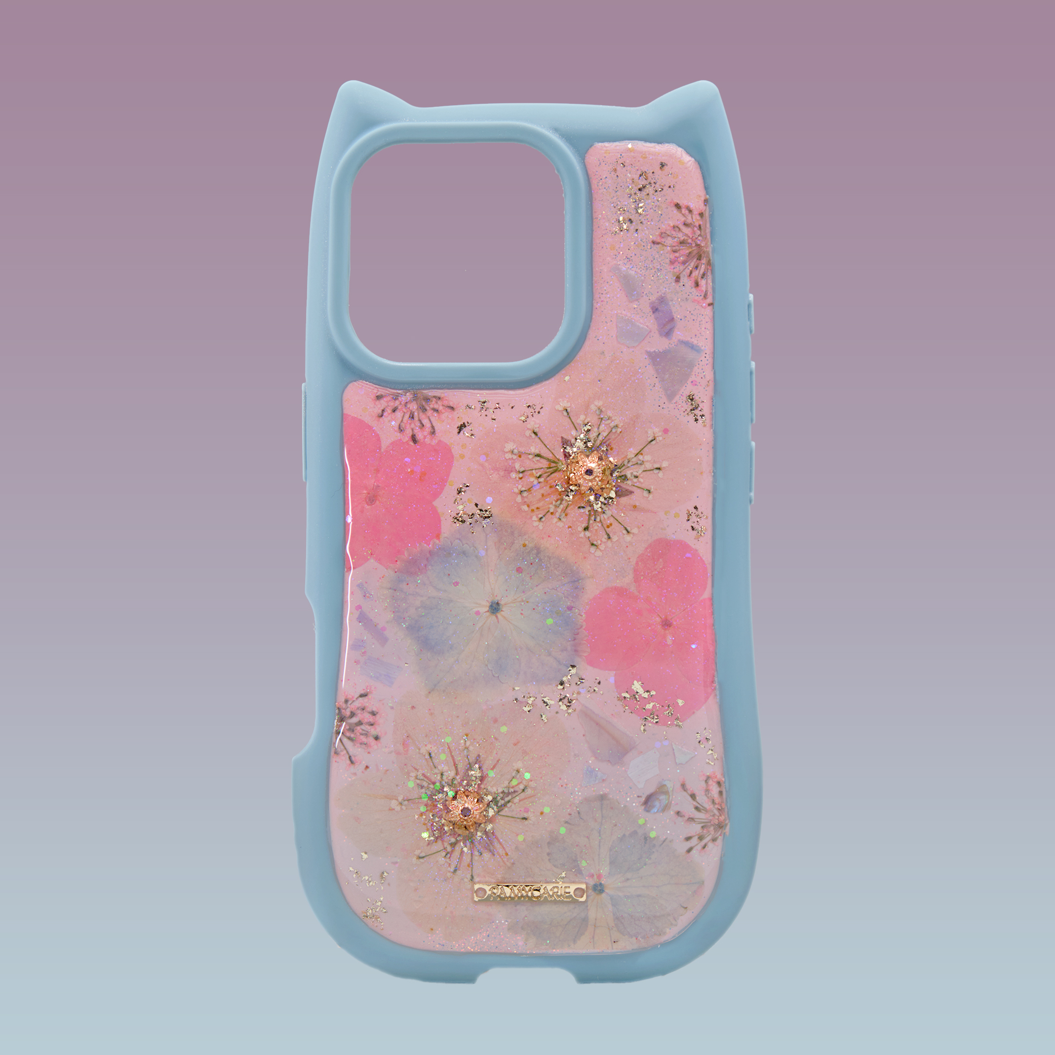 Sakura Dusk Cat Ear Pressed Flower  Phone Case